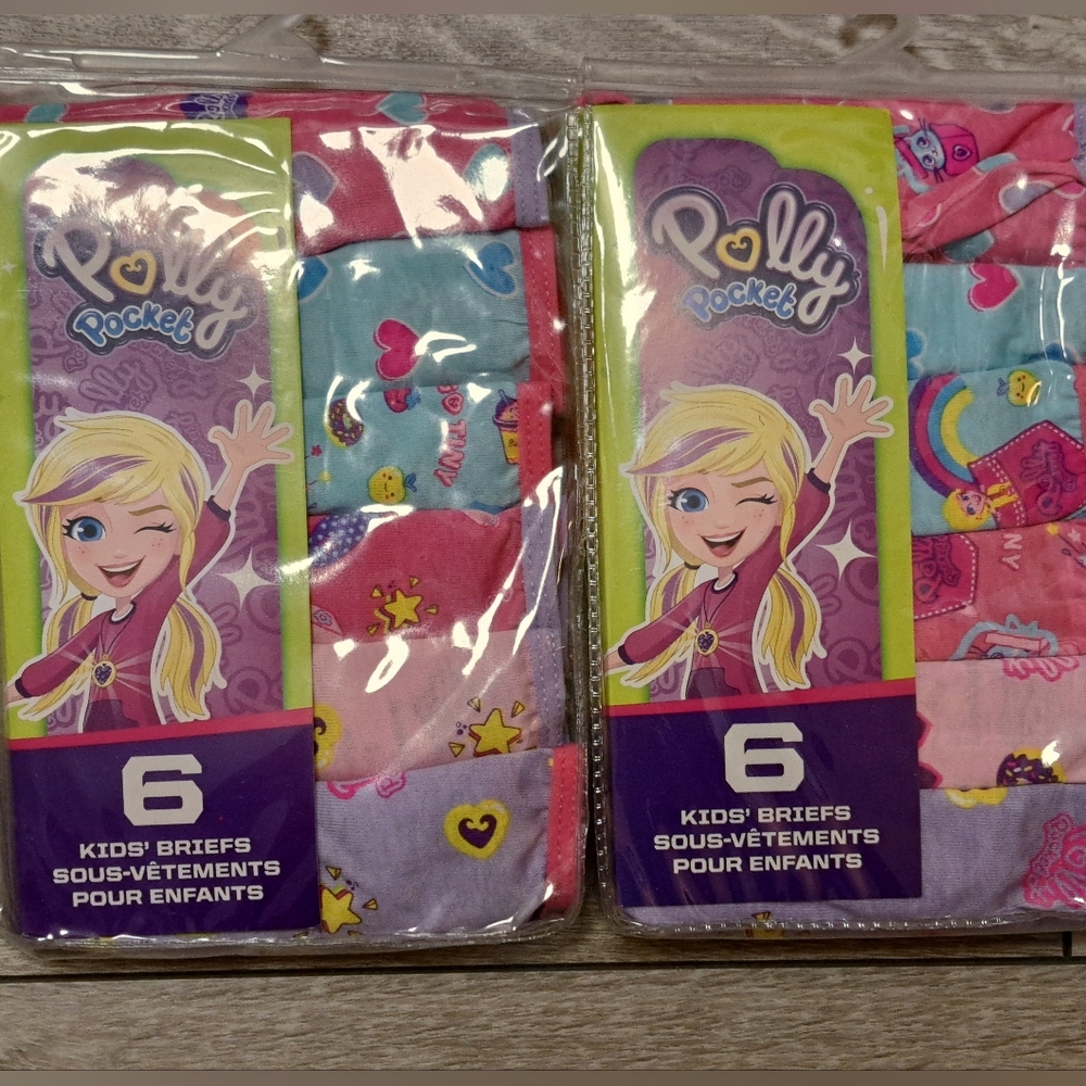 Lot Of 2 Polly Pocket 100% Cotton Kids' Hipsters Underwear - Size 4